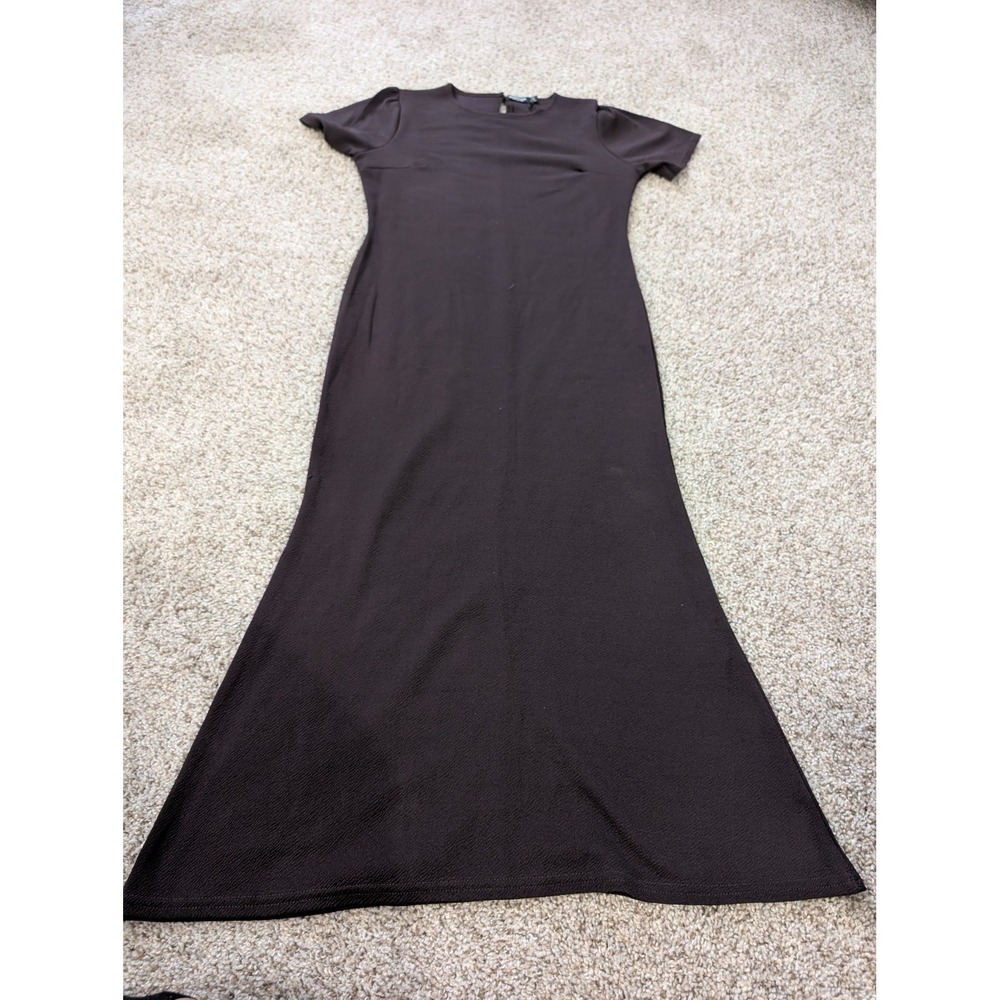 Nasty Gal Chocolate Brown Come a Long Way Midi Dress Short Sleeve Size 12 NEW